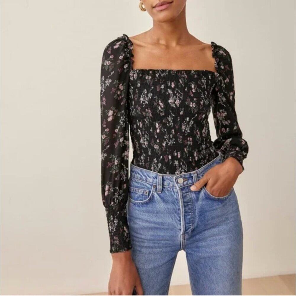 Reformation Pinto Smocked Top in Jolene Floral Print